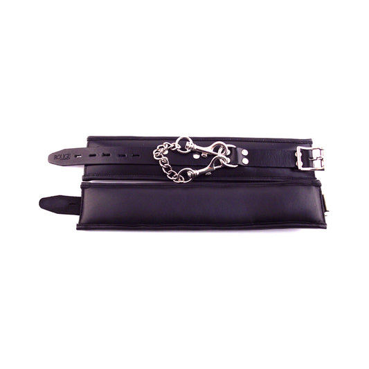 Rouge Padded Leather Ankle Cuffs Black