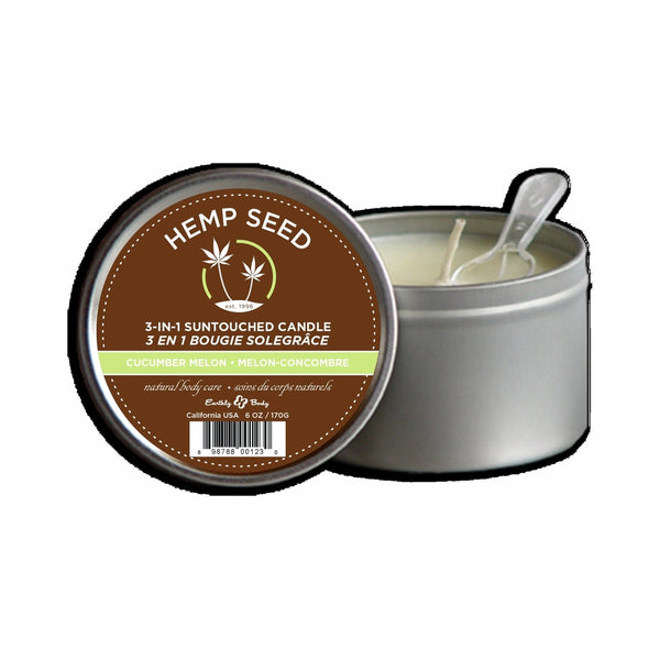 Earthly Body Suntouched Hemp Candle - 6 oz Round Tin Cucumber/Melon