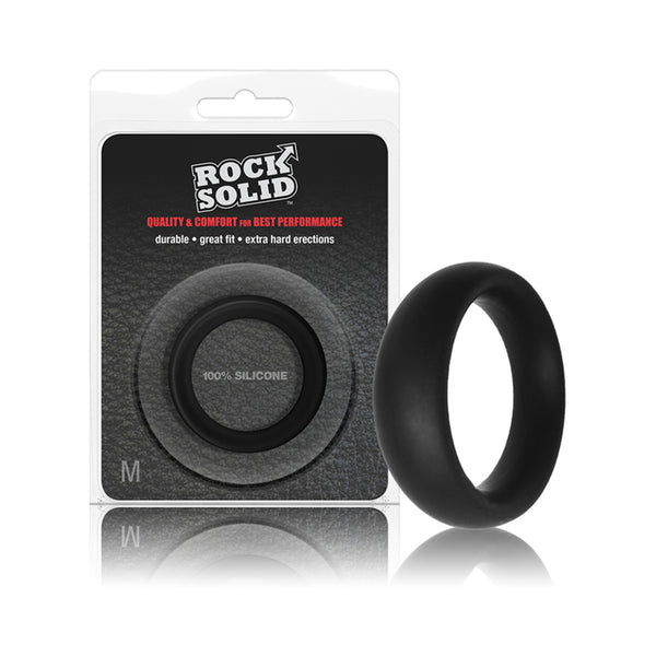 Rock Solid Silicone Black C Ring, Medium (1 7/8in) In A Clamshell
