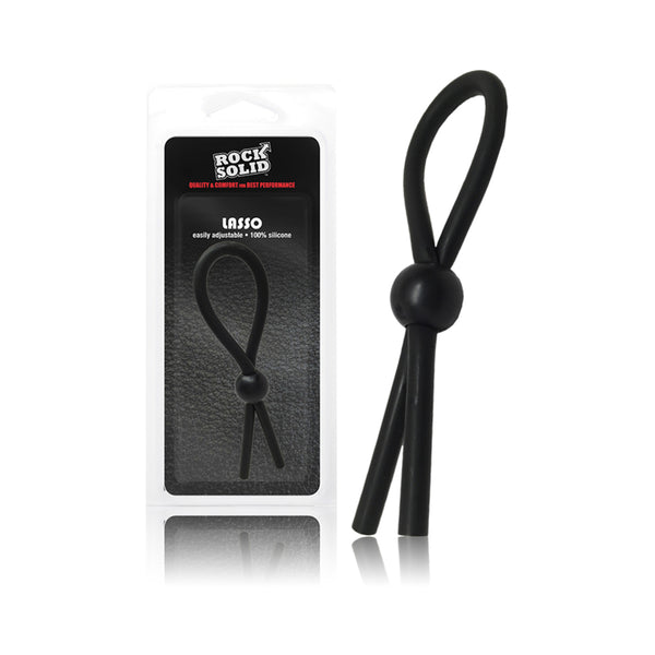 Rock Solid Lasso Single Adjustable Black Silicone Cock Tie