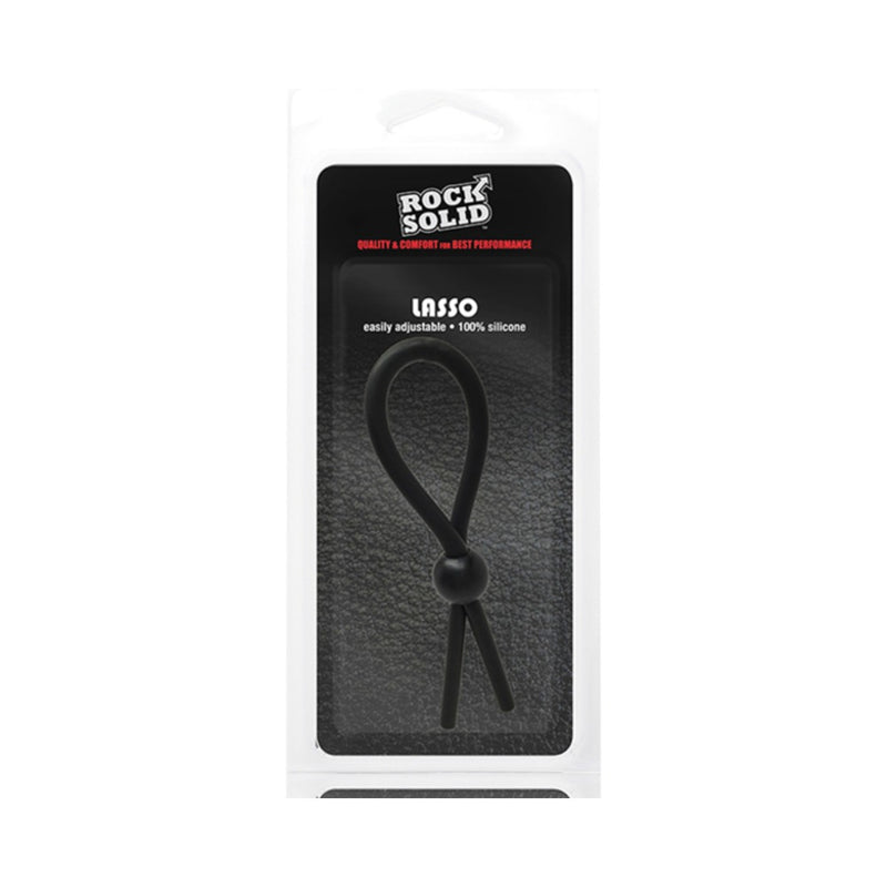 Rock Solid Lasso Single Adjustable Black Silicone Cock Tie