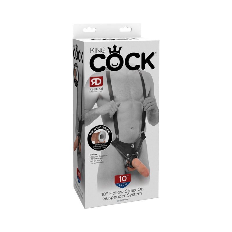 King Cock 10 " Hollow Strap On Suspender System