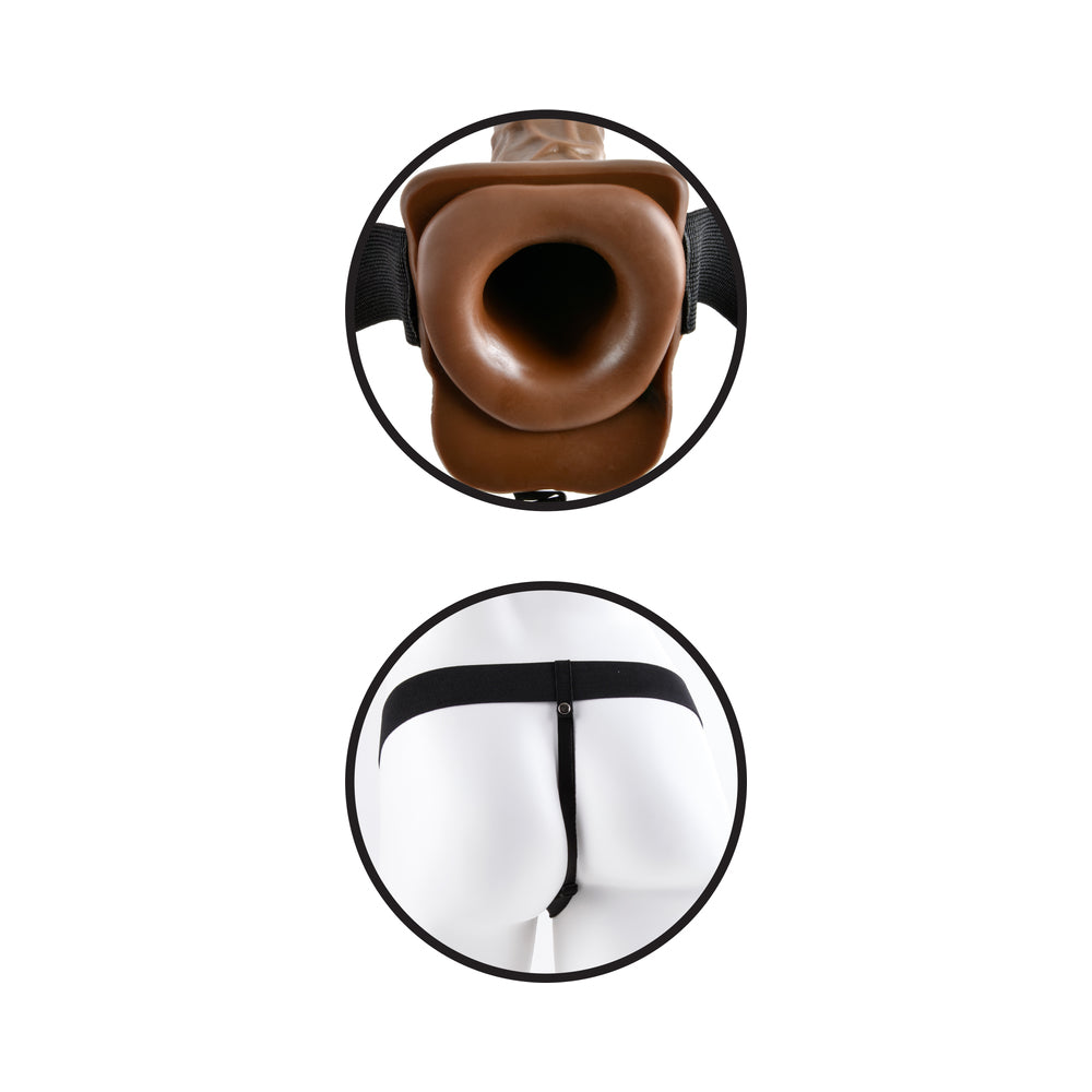 FF 7in Vibe Hollow Strap-On W/Balls Br