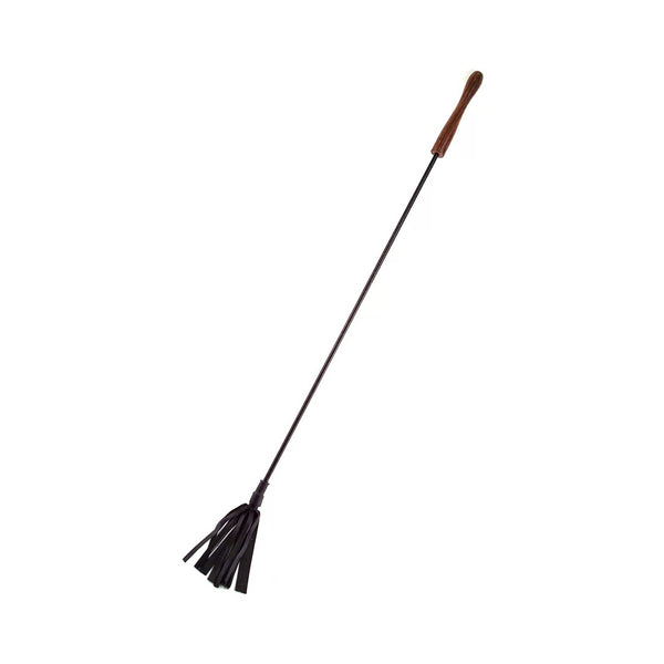 Rouge Leather Wooden Handle Riding Crop Black