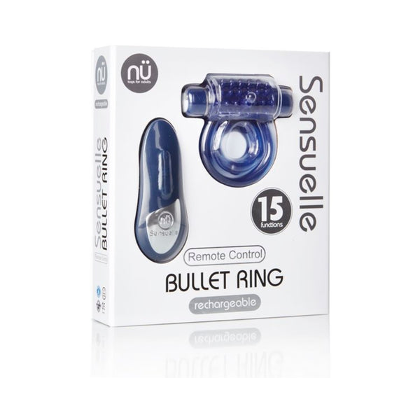 Sensuelle Remote Control Cockring 15 Function Rechargeable Waterproof -blue