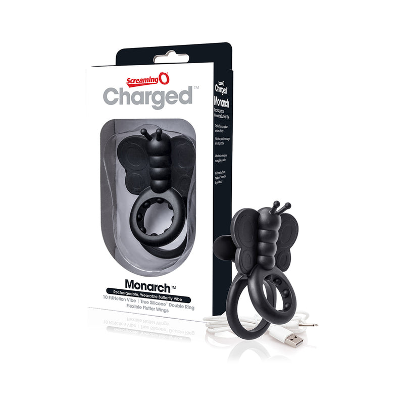 Screaming O Charged Monarch Wearable Butterfly Vibe - Black