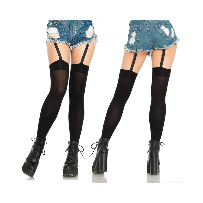 Attached Clip Garter Thigh Highs - One Size