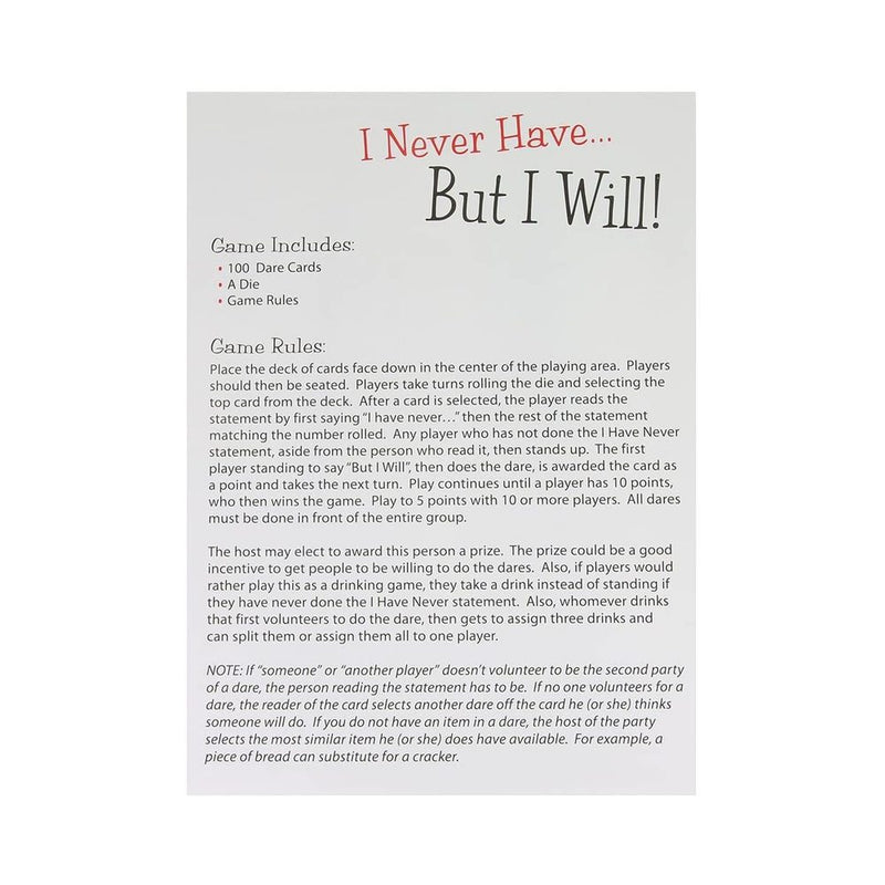 I Never Have But I Will Dares Adult Party Game