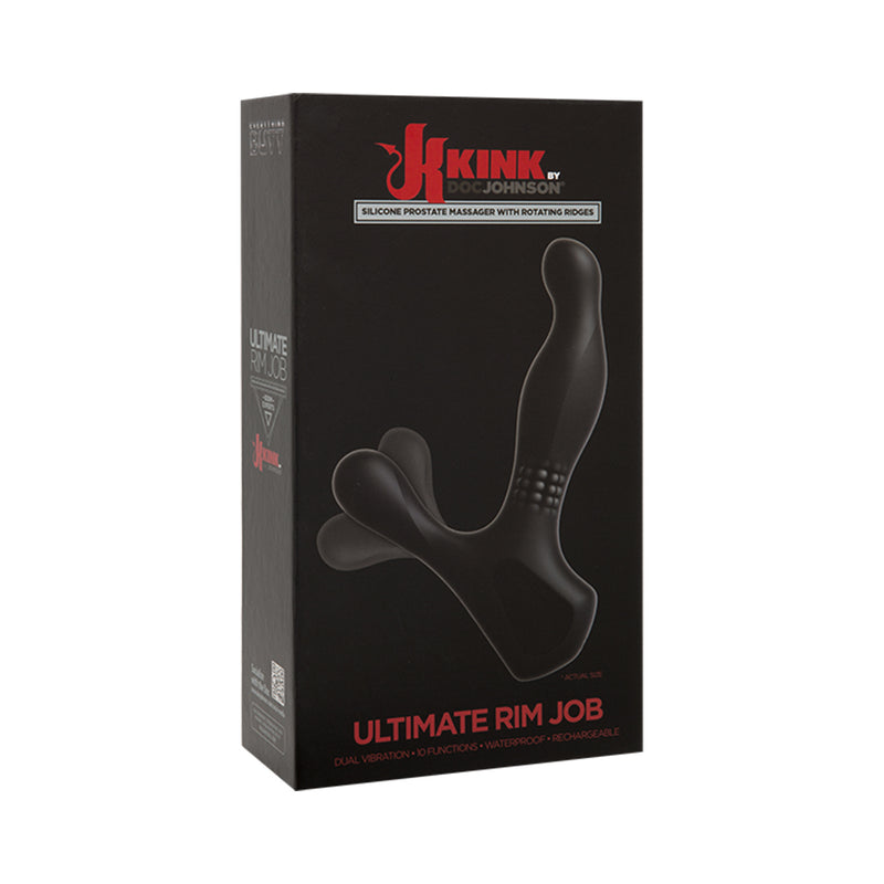 Kink - The Ultimate Rimmer Job Vibrating Silicone Prostate Massager With Rotating Ridges Black