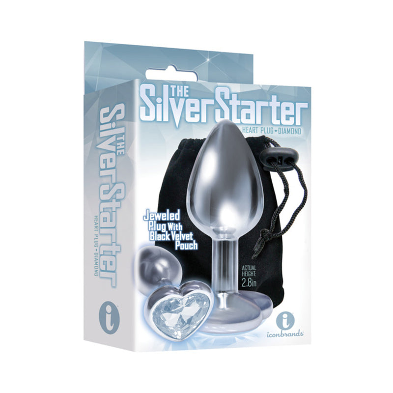 The 9's, The Silver Starter, Bejeweled Heart Stainless Steel Plug