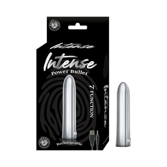 Intense Power Bullet Rechargeable 7 Function Usb Cord Included Waterproof Silver