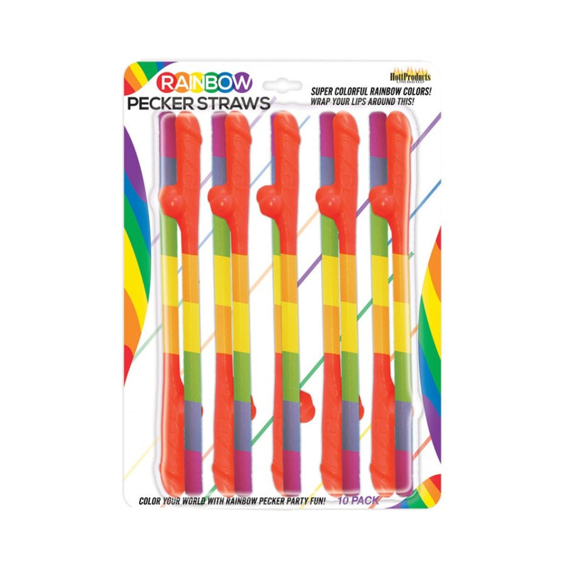 Rainbow Pecker Straws 10pk