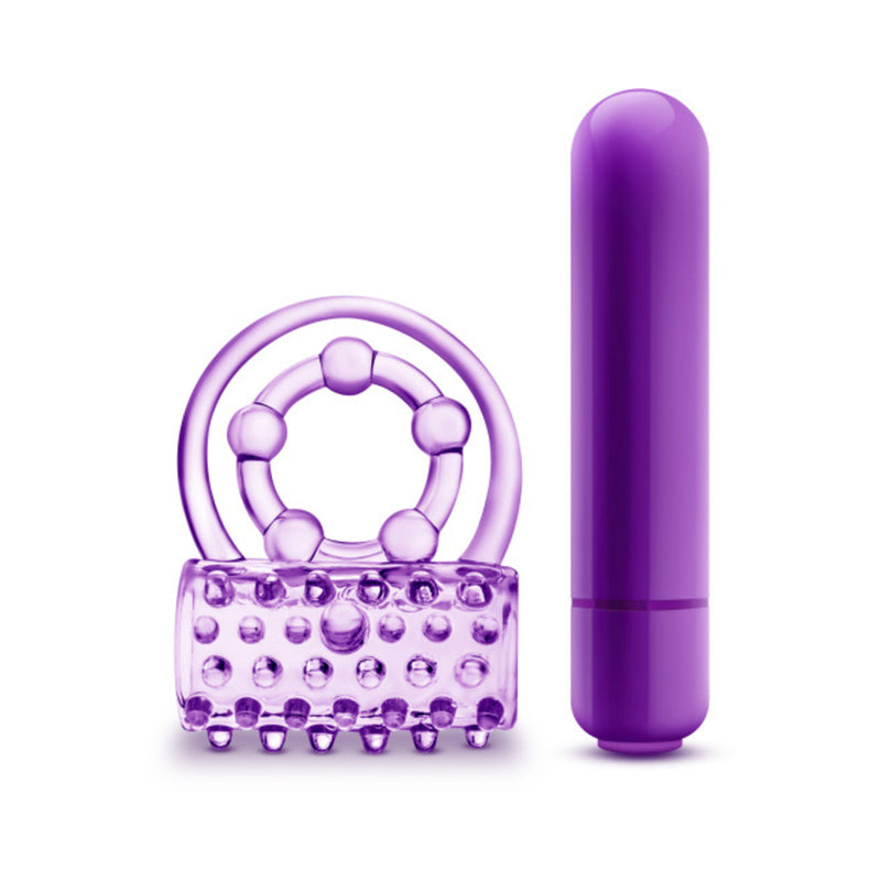Blush Play With Me the Player Vibrating Double Strap Cockring - Purple