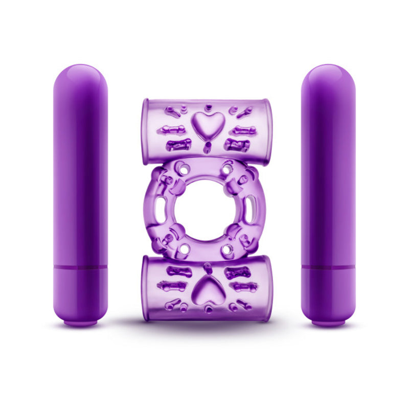 Blush Play With Me Double Play Dual Vibrating Cockring - Purple