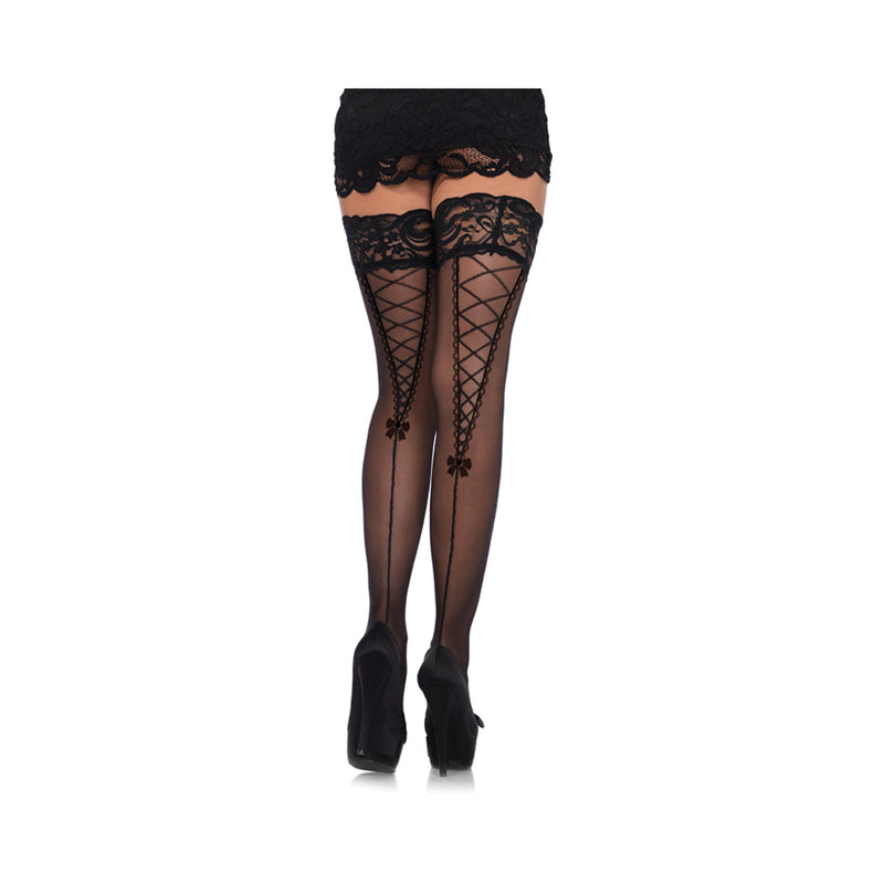 Stay Up Lace Top Sheer Thigh Highs O/s Black
