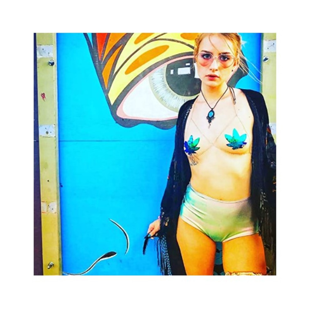 Ariel Green to Black Flip Sequin Gold Dope Af Weed Leak Pasties