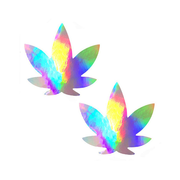 Neva Nude Pasty Weed Leaf Holographic
