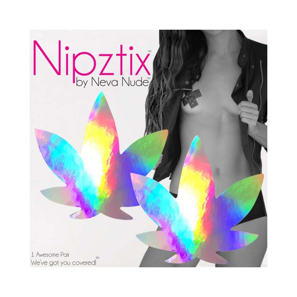 Neva Nude Pasty Weed Leaf Holographic