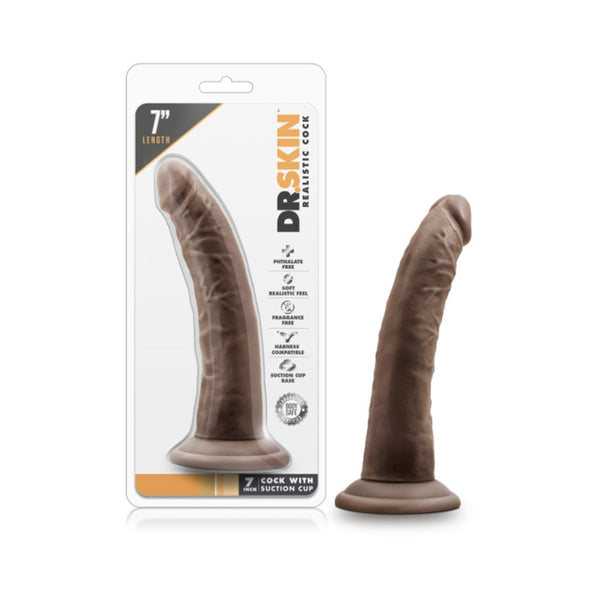 Dr. Skin - 7 Inch Cock With Suction Cup -  Chocolate