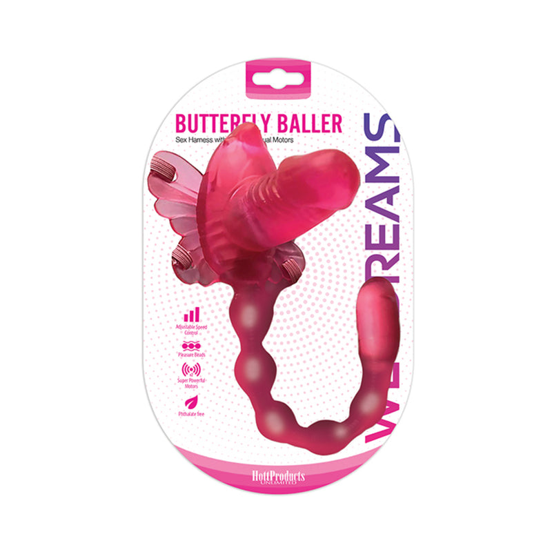 Wet Dreams Butterfly Baller Sex Harness With Dildo And Dual Motors