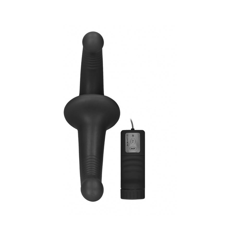 Vibrating Silicone Strapless Strap On Black