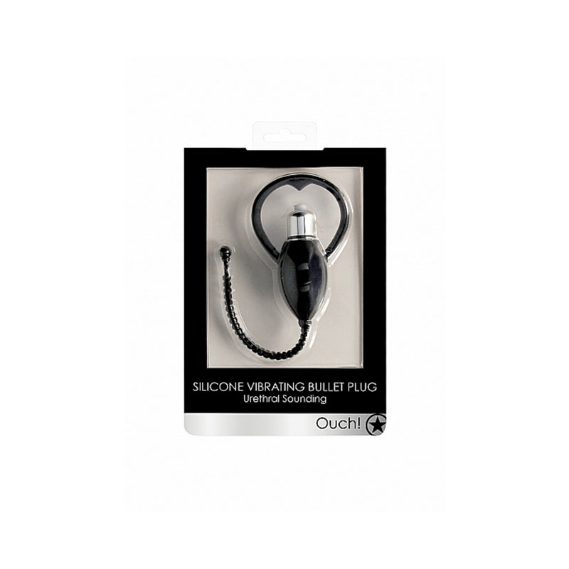 Ouch! Urethral Sounding Vibrating Bullet Plug Black