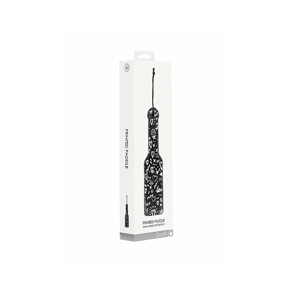Ouch! Printed Paddle Love Street Art Fashion Black
