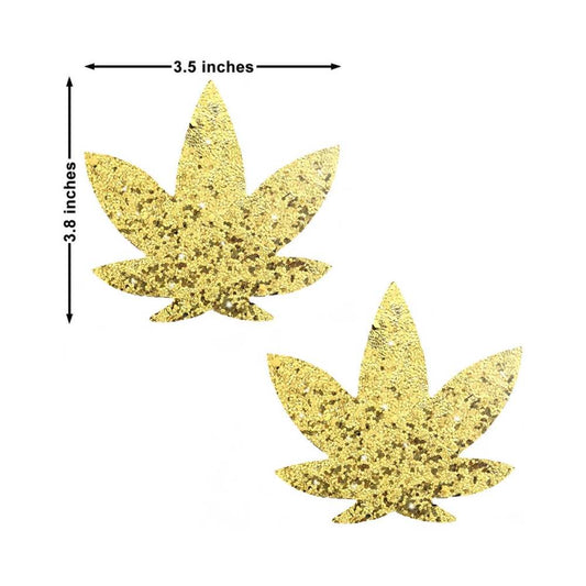 Neva Nude Pasty Weed Leaf Glitter Sparkle Gold