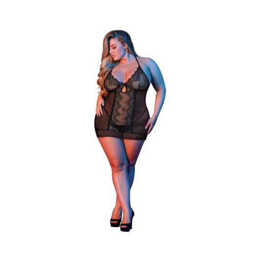 Magic Silk Sexy Time Chemise & G-set Black Queen Size