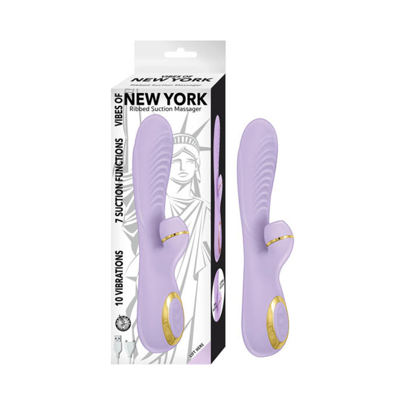 Vibes Of New York Ribbed Suction Massager Lavender