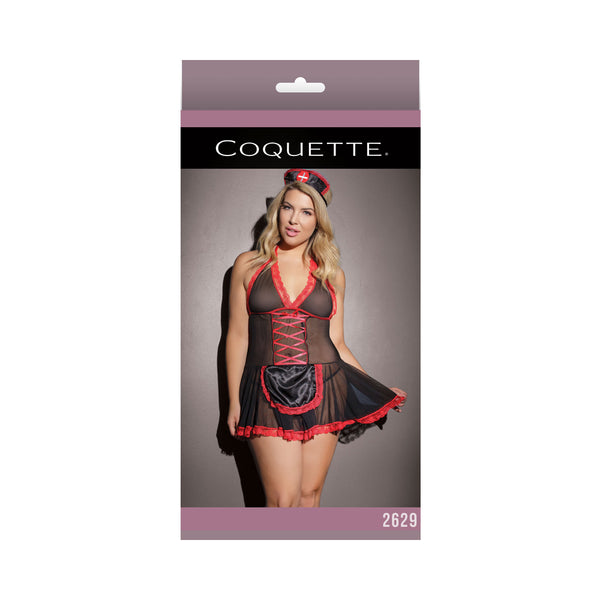 Nurse Babydoll Black & Red Xl