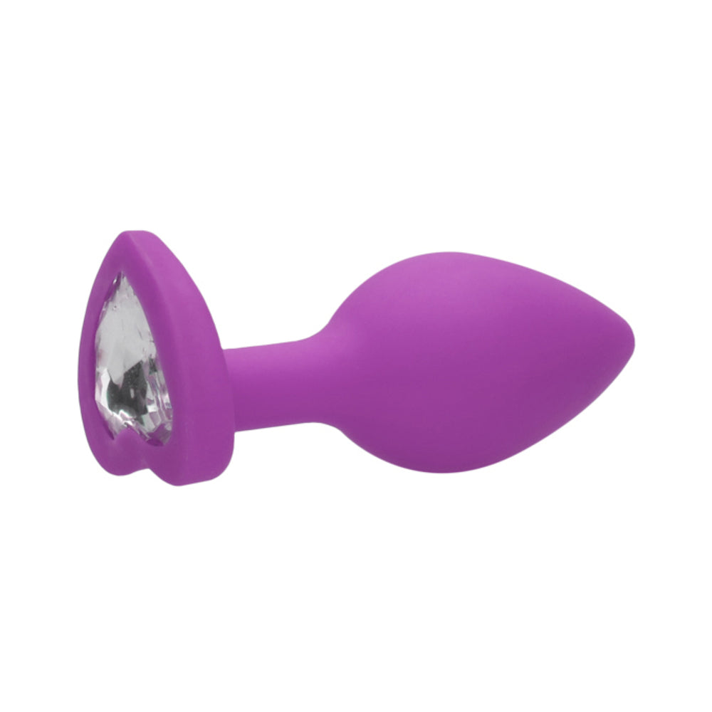 Diamond Heart Butt Plug - Large - Purple