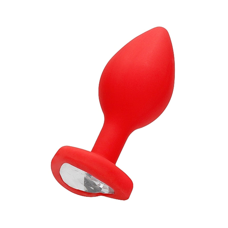 Diamond Heart Butt Plug - Large - Red
