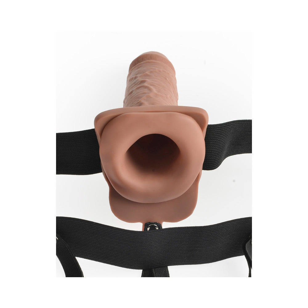 Fetish Fantasy 7in Hollow Rechargeable Strap-on With Remote, Tan