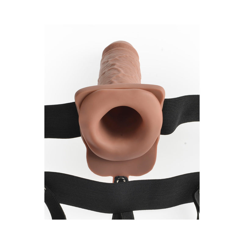 Fetish Fantasy 7in Hollow Rechargeable Strap-on With Remote, Tan