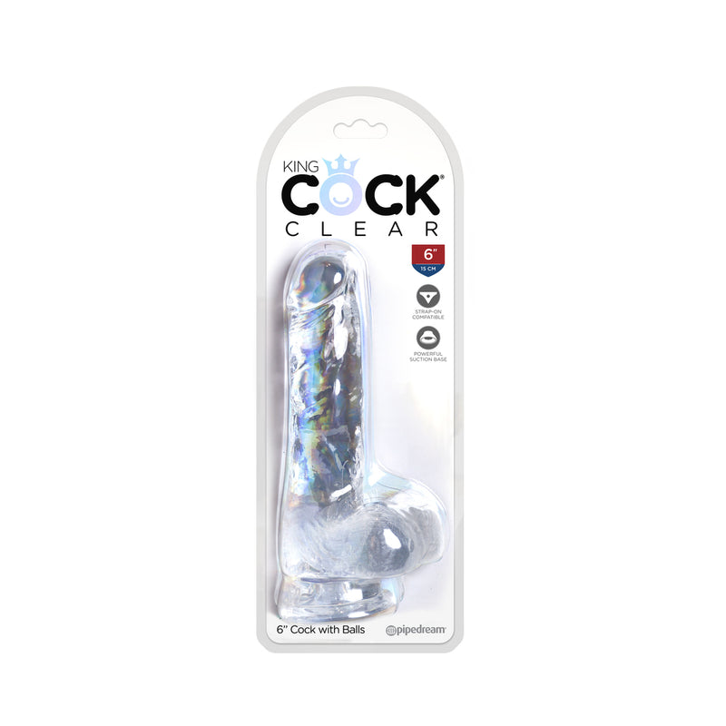 King Cock Clear 6in Cock With Balls