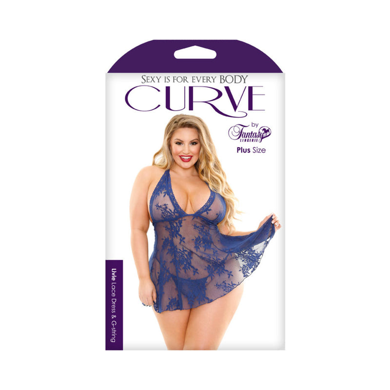 Livie Lace Chemise And Gstring Navy1x/2x