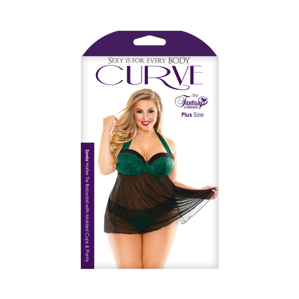 Sonia Halter/tie/babydoll/panty Green 1x/2x