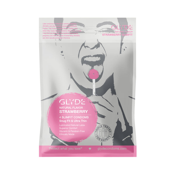 Glyde Slimfit Natural Flavored Stawberry Condom 4pk
