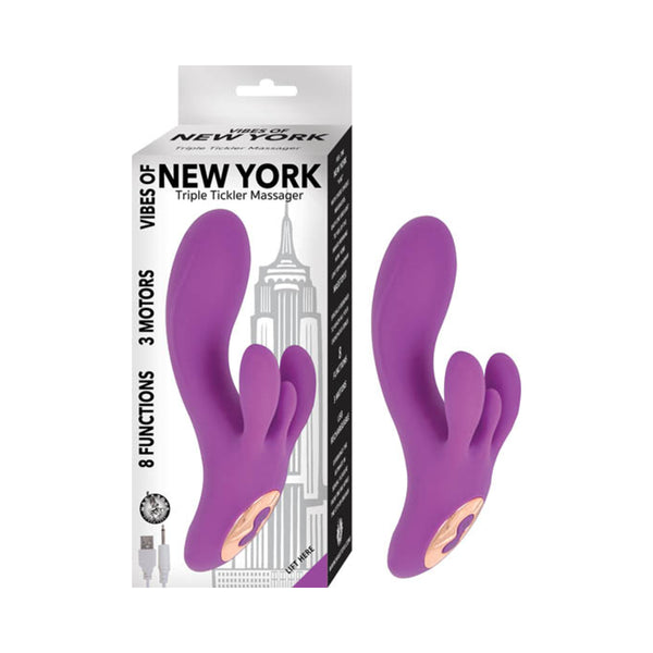 Vibes Of New York Triple Tickler Massager-purple