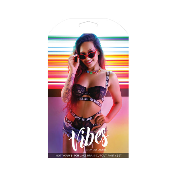Vibes Not Your Bitch Bra/panty Black L/xl