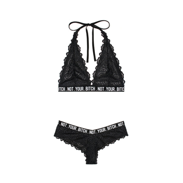 Vibes Not Your Bitch Bralette/panty L/xl Blk