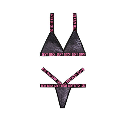 Vibes Sexy Bitch Reptile Print Set Blk M/l
