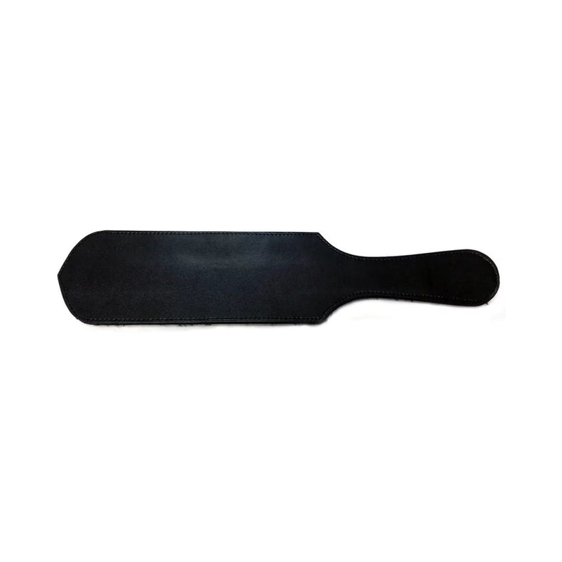 Leather Paddle With Faux Fur - Black With Leopard Fur