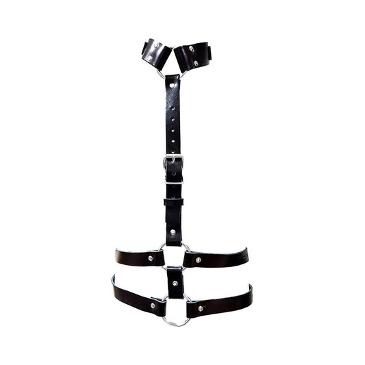 Female Chest Harness with Choker -BLACK