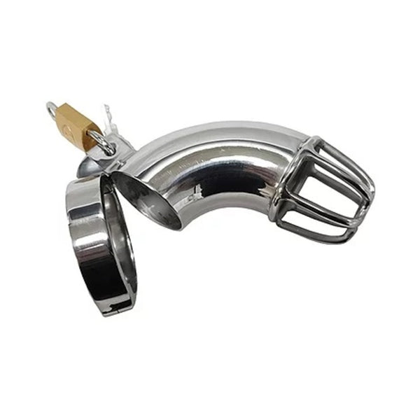 Stainless Cock Cage With Padlock  In Clamshell