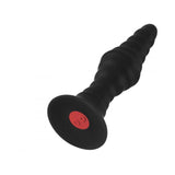Forto Vibrating Ribbed Plug W/remote  Large Blk