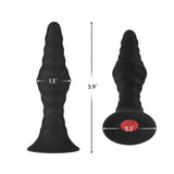 Forto Vibrating Ribbed Plug W/remote  Large Blk