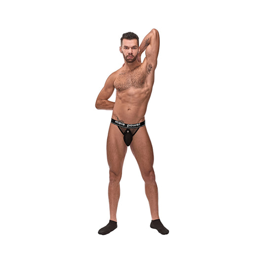 Cock Pit Fishnet Cock Ring Jock Black S/M