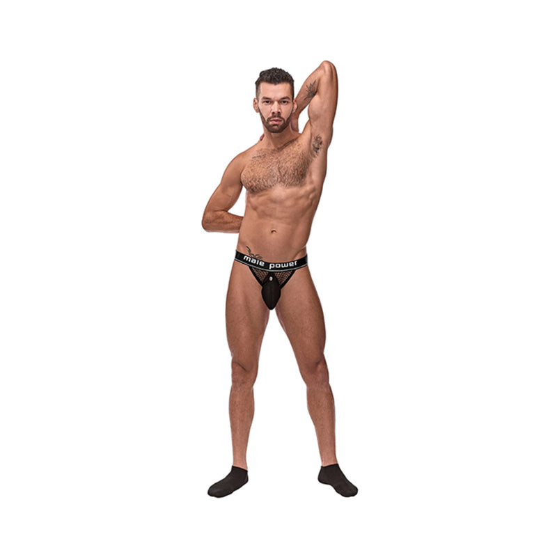 Cock Pit Fishnet Cock Ring Jock Black S/M